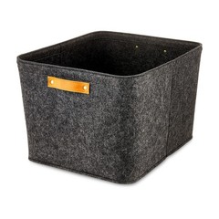 Large Gray Felt Decorative Storage Basket 16.5 in x 14 in x 10.5 in