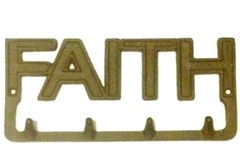 Faith 4 Hook Wall Mount Rustic Old Fashioned New Vintage 9 1/2×4 1/2in
