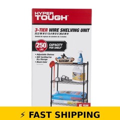 Hyper Tough 3-Tier Wire Shelving Rack – Black, 750 lbs Capacity