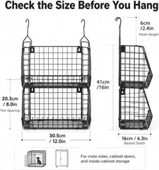 2-Tier Metal Dog Storage Organizer – Wall-Mounted Pet Toy Basket (Black)