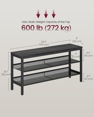 3 Tier Shoe Rack Bench One Piece Shelves Shoe Storage Organizer W/ Raised Edges