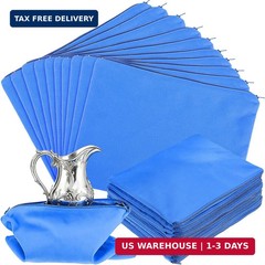 10 Pcs Silver Storage Bags Anti Tarnish 9 x 11.8 Inch Microfiber Fabric Zippered