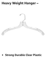 NAHANCO 505HU Heavy Duty 17in Clear Plastic Shirt Hangers Pack of 65 Made USA