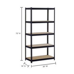 5 Shelf Heavy Duty Steel Muscle Rack Garage Shelving Storage 36″W x 18″D x 72″H