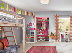 55300 Closet Maximizer with (4) Shelves & Double Hang Rod, Tool Free Add on Unit