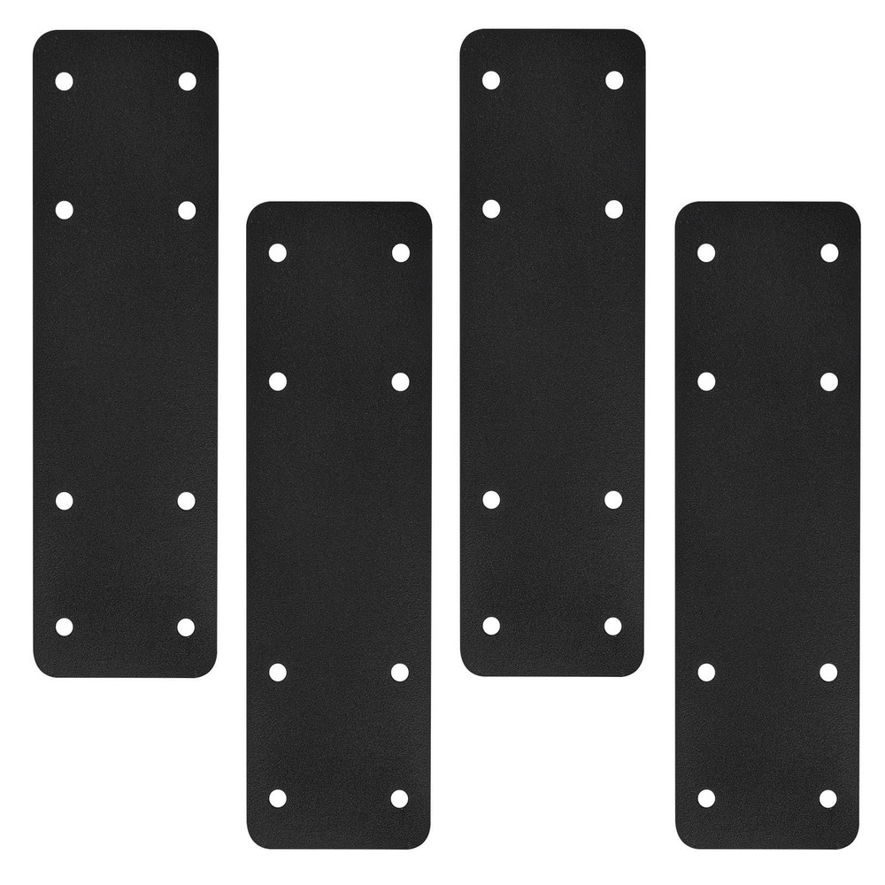 Steel Post Beam Connectors 4pcs, 10″x3″ Flat Plate, Black I Bracket for Repair