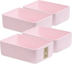 Large Shallow Organizing Baskets 15x11x5.1 Inches Rope Woven Storage Bins