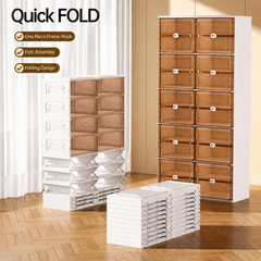 40 Pairs Shoes Storage Cabinet of 3-Step Fast Installation,Plastic Shoe Rack wit