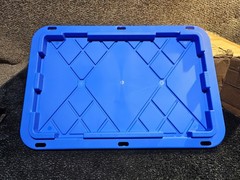 (QTY 8) 27 Gallon 30-1/4″ x 20.5″ Heavy Duty Tote Bin Blue Cover Top Lid Only