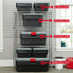 Rubbermaid 8 Gallon Action Packer Storage Bin, Heavy Duty, Lockable, Black, Incl