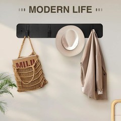 Traditional Wall Mounted Hook Rack with 4 Hooks, Matte Black Finish, for Entr…