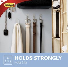 Command Hooks, 6 hooks -8 strips / Pack, Medium Wire Hook. 4x packs
