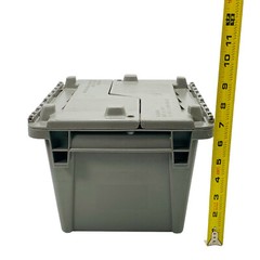 Choice Stackable Grey Chafer Tote / Storage Box with Attached Lid 12x10x7 Gray