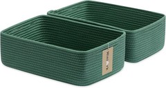 Large Shallow Organizing Baskets 15x11x5.1 Inches Rope Woven Storage Bins