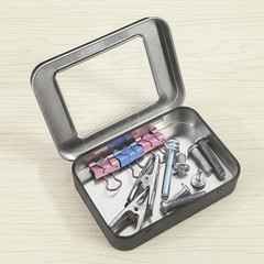 24 Pack Black Rectangular Metal Storage Tins with Clear Hinged Lids