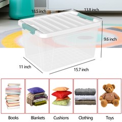 Idotry 35 Qt Stackable Latching Box Plastic Storage Container w/ Lid, 4/6Packs