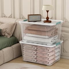 Idotry 85 Qt Clear Plastic Stackable Latching Storage Box w/ Lid & Wheels 2 Pack