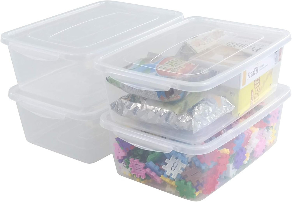 Set of 4 Clear 14 Quart Latching Storage Bins with Lids for Shoes & More