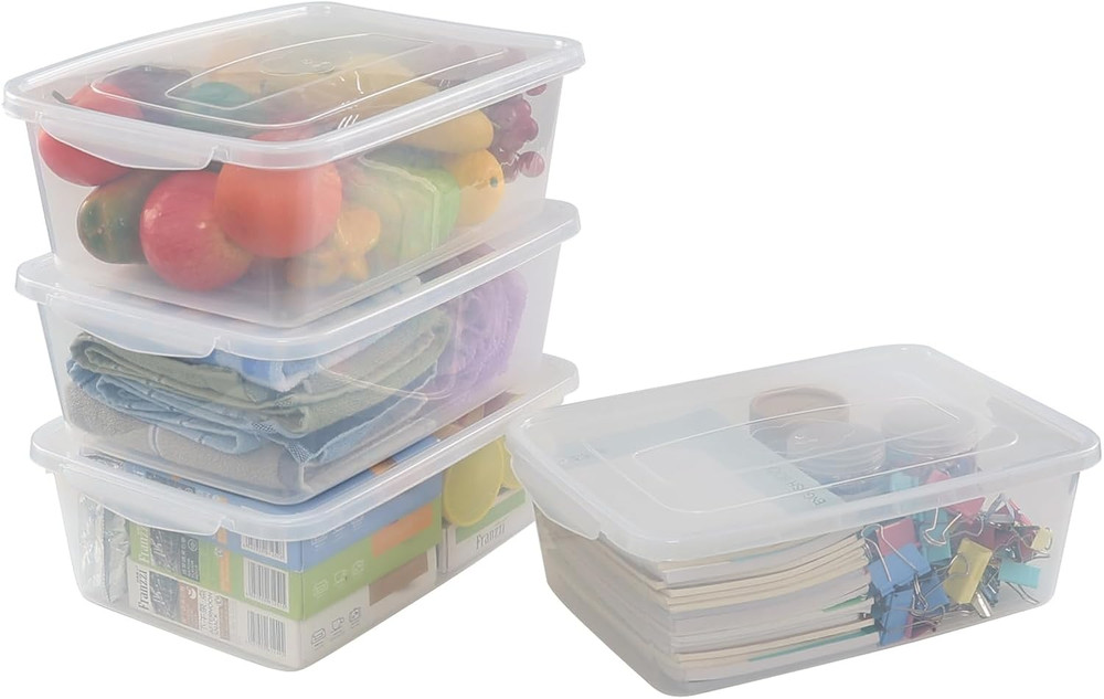 4-Pack Clear Latching Storage Bins with Lids – 14 Quart Totes