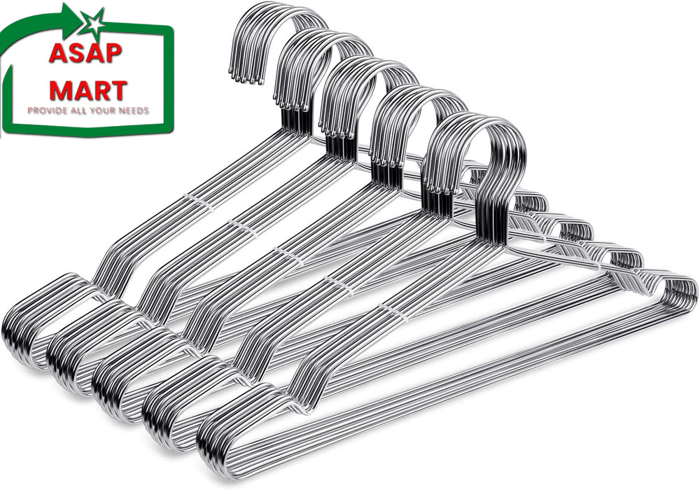 Fayleeko Stainless Steel Wire Hangers – 50 Pack Heavy Duty, Space Saving 16.5 In