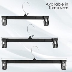 Hanger Central 25 Pack Black Plastic Pants Hangers with Extra Long Clips 12 inch