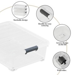 Idotry 25 Qt Under Bed Storage Box, Stackable Bin with Lid & Wheels, 3-Packs
