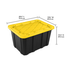 Sterilite 27 Gallon Storage Tote Bin w/ Snap-On Lid Black/Yellow 6 Pack