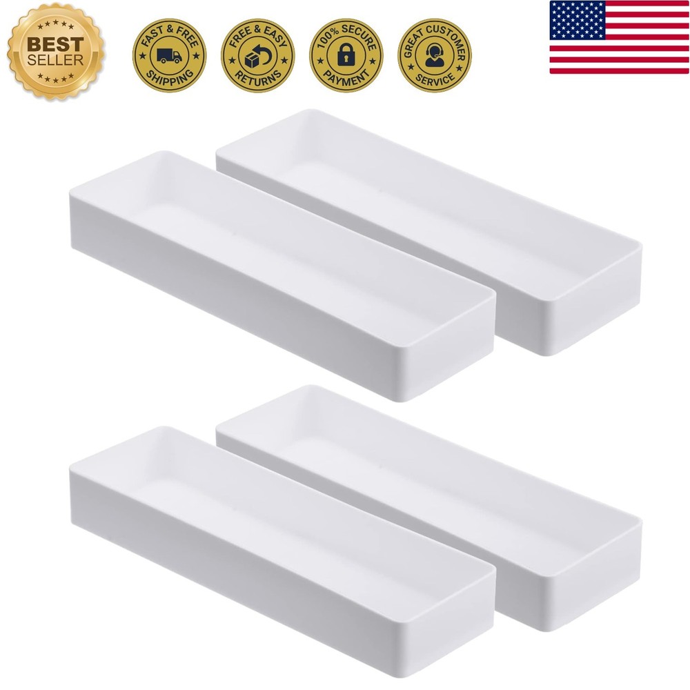 4 Pack Plastic Drawer Organizer 9.5 x 3 x 1.4 Inch Tabletop Organizer Tray St…