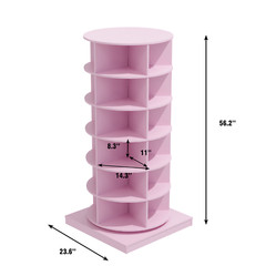 6-Tier Rotating Shoe Rack Tower 360° Spinning Shoe Display Carousel US