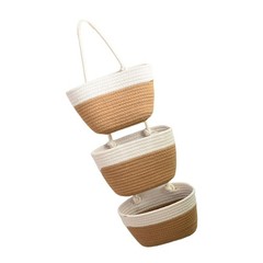 Convenient 3 Layer Cotton Hanging Basket for Storing Spices Toiletries and Files