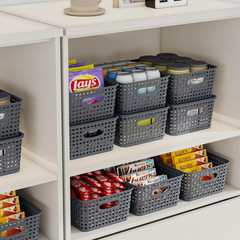 Stackable Grey Plastic Storage Baskets with Lids – 6 Pack Organizer Bins