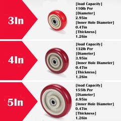 3 Inches Casters Wheels Medium Duty 4 Packs Bearing 350 LBS for Platform Truc…