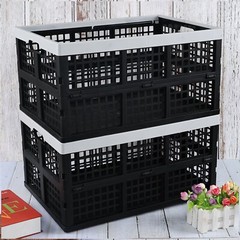 Idotry 42L Collapsible Storage Crates Plastic Folding Utility Milk Bins, 2Packs
