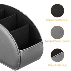 Vegan Leather Remote Control Holder TV Remote Desktop Organizer 5 Compartments