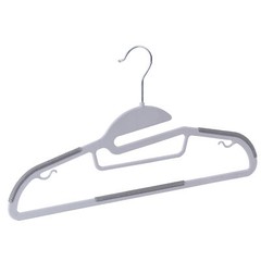 50 Pack Slim Thin Coat Shirt Plastic Hanger with Rubber Grip Swivel Hook Grey