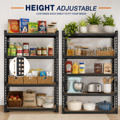 5-Tier Heavy Duty Metal Shelving Storage Adjustable Garage Shelves Utility Rack