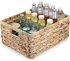 Natural Water Hyacinth Storage Basket with Handles – Stylish Home Organizer