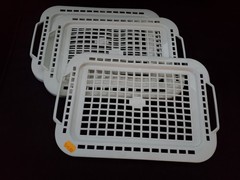Lot of 3 Vintage 80s Mesh Basket Lids 11×8 Storage Organizers Bins Plastic White