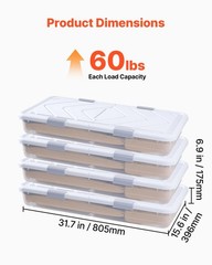 VEVOR Under Bed Storage with Wheels 31.7×15.6×6.9 In Rolling Storage Bags 4 Pack