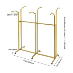 Adjustable Height Garment Rack With Six Universal Wheels 45.6*19.6*55.12-70.87in