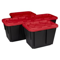12 Gallon Storage Bin Container 4- pack, Heavy Duty, Lids, Greenmade 5 Color NEW