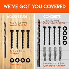 Lag Bolt Kit For TV Mounting Wood Concrete Anchors Heavy Duty 2 Drill Bits