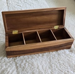 LIPPER INTERNATIONAL SOLID WOOD WALNUT STORAGE/ORGANIZER BOX WITH LID-12.5″ x 4″