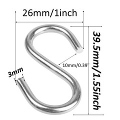 32PCS 1-1/2 Inch 304 Stainless Steel S Hooks, Heavy Duty M3 Hanging Hooks Min