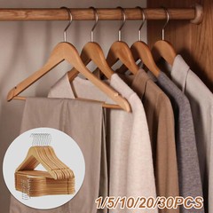 1~30 Pack Natural Wood Solid Wood Clothes Hangers Coat Hanger Wooden Hangers
