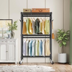 3-Tier Heavy Duty Garment Rack Large Clothes Rack Freestanding Clothing Shelves
