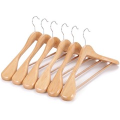 Wide Shoulder Wooden Hangers 12 PCS Premium Coat Clothes Hanger Non-Slip Natural
