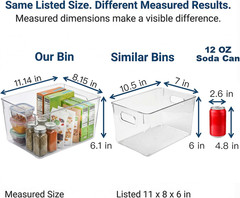6 Pack Clear Organizer Bins 11X8X6In Pantry Organizers and Storage | Clear Conta