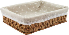 Natural Wicker Rectangular Storage Basket for Arts and Crafts Organization