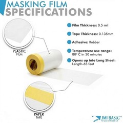 Pre-Taped Masking Film for Car Painting – 59/35/18 in, 3-Rolls Painters Plast…
